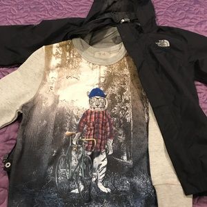 Kids north face black wind breaker& zara boys top
